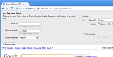Google AdWords Ad Preview Tool